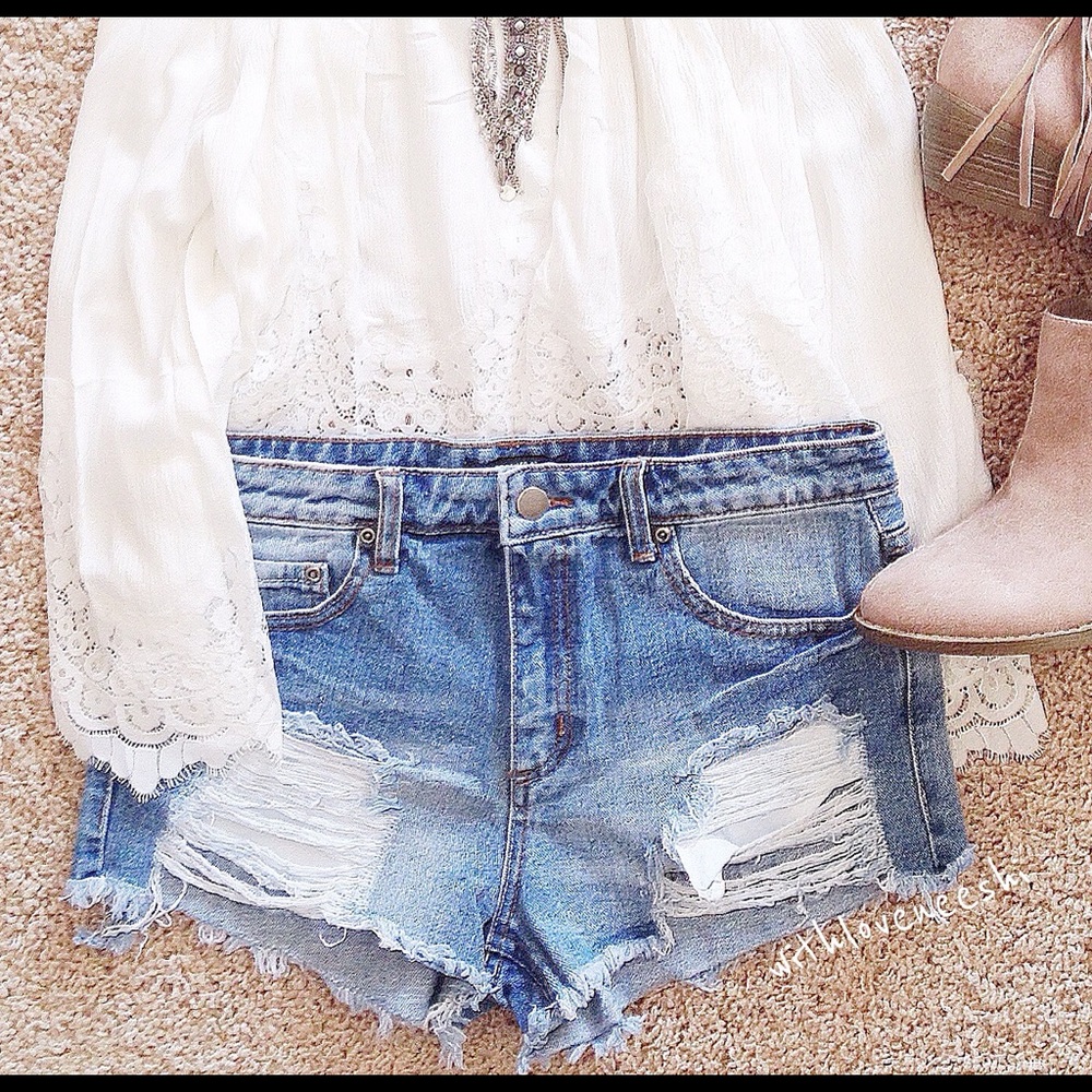 Destroyed/Distressed high waisted jean shorts